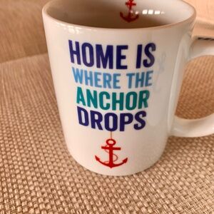 Nautical Home is Where the Anchor Drops Mugs, Set of 2, Like New